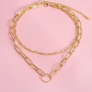 Bohemian Gouden Lange Ketting Ketting Voor Vrouwen Multilayer Eenvoudige Vintage Hangers Metalen Chokers 2020Trendy Sieraden