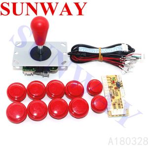 DIY arcade joystick handvat set kits met 5pin arcade joystick + 24mm/30mm Arcade sanwa push knoppen en 1 speler arcade usb encoder