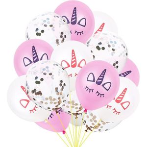 15Pcs 12 Inch Eenhoorn Latex Ballon Confetti Sequin Pak Verjaardagsfeestje Decoratie Supplies Kids Ballonnen Baby Shower Ballonnen