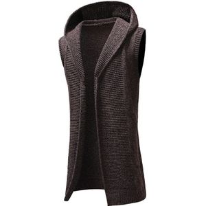 Mannen Katoenen Hooded Vest Solid Slim Fit Mouwloze Herfst Lente Warm Lange Kleding Gebreide Wollen Truien Casual Mannelijke Jassen