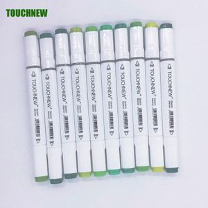 Touchnew Art Markers 10Pcs Groene Kleuren Kunstenaar Dual Headed Marker Set Manga School Tekening Schets Pen Kunst Levert