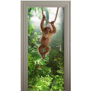 Aap Chimpansee Dieren Jungle Deur Stickers Voor Woonkamer Deur Home Decor Vinyl Muurstickers Mural