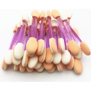 Ltwego 50 Pcs Wegwerp Oogschaduw Borstel Dubbelzijdige Spons Nylon Kit Make-Up Oogschaduw Borstels Voor Cosmetische Applicator Make Up