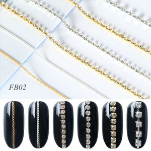 6Pcs Steentjes Voor Nagels Link Chain Nail Art Goud Legering Strass Decoratie 3D Diamond Stone Charm Sieraden Accessoires JIFB01-04