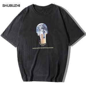 Unsettle Harajuku T-shirts Zomer Mannen/Vrouwen Hip Hop Grappige Print Zoete Kegel Aarde Tshirt Streetwear T Shirts Korte Mouw