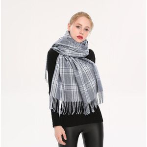 Tartan plaid imitatie kasjmier sjaals met kwastje vrouwen winter dikke halswarmer geborsteld wollen deken sjaal wraps