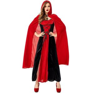 cosplay Halloween kostuum Nachtclub Koningin Vampire cosplay pak Rood zwart mantel Roodkapje kostuum