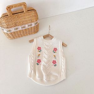 Milancel 2022 Lente Baby Kleding Bloem Borduren Meisjes Vest O Hals Meisjes Vest