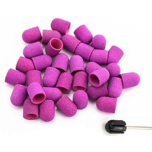 20pcs 10*15/13*19 Paars Nail Schuren Caps Met Rubber Elektrische Manicure Pedicure Boren Frezen cutter Bits Gereedschap Accessoires
