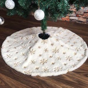78/90/122cm Wit Flanellen Geborduurd Sneeuwvlok Kerstboom Rok Kerst Jaar Woondecoratie Tool Super soft Cover