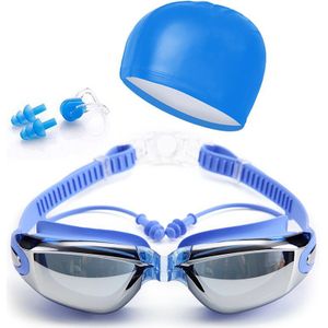 Unisex Swimming Goggle Anti-Fog UV Protection Surfing Cap Earplugs Nose Clip Set Adult B2Cshop