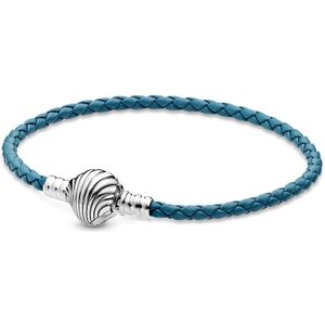 Originele Momenten Schelp Slotje Turquoise Leather 925 Sterling Zilveren Armband Fit Europa Bangle Bead Charm Diy Sieraden