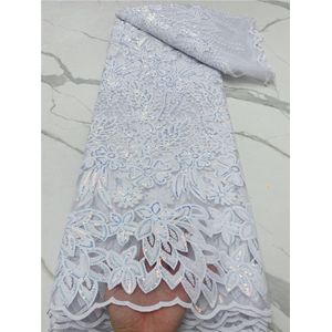Pgc - Afrikaanse Franse Kant Stof - Wit - Tule Kant Materiaal - Voor Nigeriaanse Trouwjurk