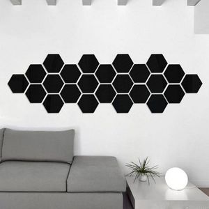 12Pcs 3D Spiegel Hexagon Vinyl Verwijderbare Muursticker Sticker Home Decor Art Diy Home Decor Woonkamer Gespiegeld Sticker goud