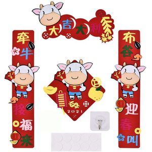 Jaar Chinese Coupletten Deur Banner Opknoping Teken Lente Festival Ornament Rode Muur Stickers Voor Home Party Deur decor