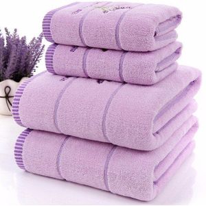 Lavendel Paars Witte Badstof Katoenen Handdoek Set Serviette De Bain 1Pc Kleine Haar Gezicht Handdoek 1Pc grote Badhanddoek Badkamer