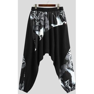 Mannen Harembroek Gedrukt Patchwork Elastische Taille Casual Kruis Broek Mannen Joggers Streetwear Losse Dans Pantalon Incerun