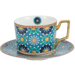 Marokkaanse Stijl Licht Luxe Keramische Koffiekopje Europese Stijl Kleine Luxe Koffie Kop En Schotel Set Thuis Afternoon Tea Cup