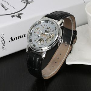 T-WINNER Top Luxe Toevallige Mens Horloges Mode Lederen Mannelijke Automatische Mechanische Horloge Heren Skeleton Steampunk Relogio