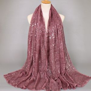 Dames Mode Vlakte Shimmer Zilveren Katoen Shawl Sjaal Winter Bling Zigzag Oversize Dikke Wrap Hijaabs Moslim Sjaal