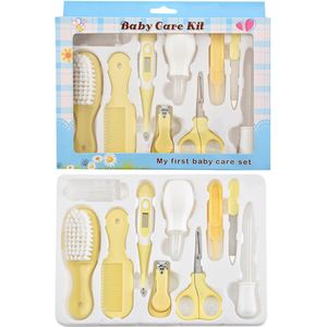 10Pcs Pasgeboren Baby Care Tool Gezondheidszorg Gereedschap Kids Grooming Kit Thermometer Veiligheid Manicure Nagelknipper Kam Emery Haarborstel