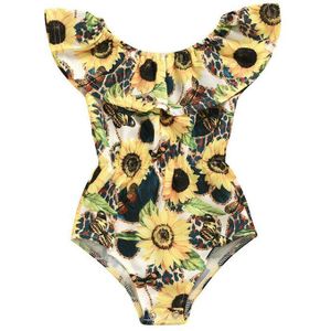 Peuter Kids Baby Meisje Badmode Zomer Badpak Badpak Bloemenprint Ruffle Zwemmen Kleding 1-5Y