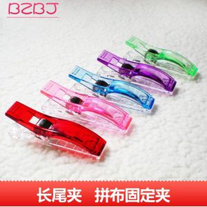 Japan met enkele plastic clip, lange staart clip, hand naaien, briefpapier, kantoor klem, 6 kleuren, 10 zakken.