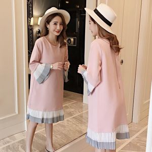 Lente Moederschap Jurken Lange Mouw Zwangerschap Jurk Chiffon Kleding Ruches Casual Mode Kleding Voor Zwangere Vrouwen Slijten