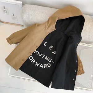 Baby Kleding Baby Boy Kleding Baby Boy Dubbelzijdig Wearable Brief Gedrukt Mid-Lengte Trenchcoat Mode Hooded jas