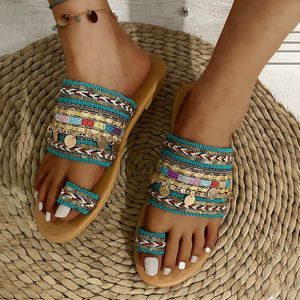 Ethic Women Artisanal Sandals Shoes Women Flip-Flops Greek Style Boho Flip Flop Sandals Streetwear Chaussures Femme