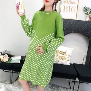 Autumn and winter maternity sweaters medium length loose oversize Pullover long sleeve knitted bottoming and polka dot top skirt