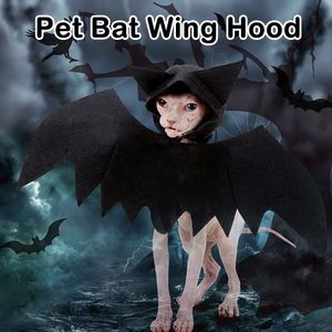 Dier Hond Kat Vleermuizen Vleugel Met Hood Halloween Kostuum Outfit Vilt Doek Zwart HKS99