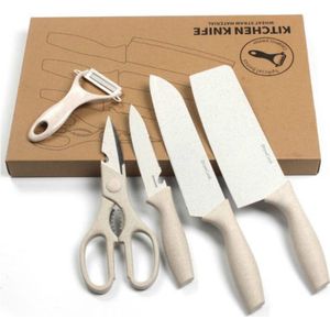 5 PCS Keukenmes Set Roestvrijstalen Messen Koksmes Sets Santoku Utility Paring Koken Tools keuken met een geschenkdoos