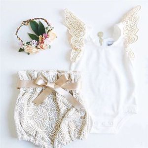 Pasgeboren Baby Meisje Bloemen Romper Top + Lace Shorts Broek Outfits Kleding Set Baby Meisje Zomer Kleding Prinses Outfits 0-18M