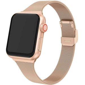 Dunne Vouwsluiting Milanese Bands Voor Apple Horloge Serie 6 5 4 3 2 Se Rvs Horlogebanden Voor Iwatch 38 40 42 44Mm Strap