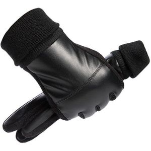 Longkeeper Mode Pu Lederen Handschoenen Mannen Mannelijke Plus Fluwelen Rijden Wanten Antislip Volledige Vingers Warm Wol Zwart Guante luvas