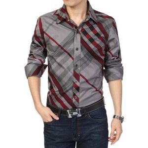 Miacawor Casual Shirt Mannen 100% Katoen Mode Gestreepte Shirts Lange Mouwen Shirts Slim Fit Camisa Sociale Chemise Homme c142