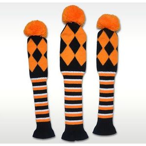 3 stks/set Golf Hybrid Club Kopafdekkingen Houten Fairway Headcovers Wollen Gebreide Driver Covers Oranje/Grijs/Groen kleuren