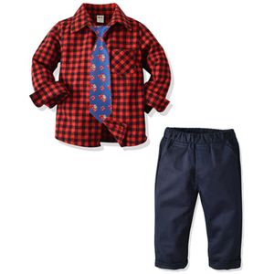 Childrens Suits 3 Stks/set Kids Jongen Kind Kostuum Lange Mouwen Pak Shirt + Broek + Stropdas Set Voor jongens Voor 2-8 Yearsold