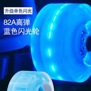 8 Stuks 82A Twee Lijnen Rolschaatsen Schoenen Led Wielen Voor Dual Lijn Flash Glans Schaatsen Wielen 58 Mm 32mm Blauw Rood Wit Paars