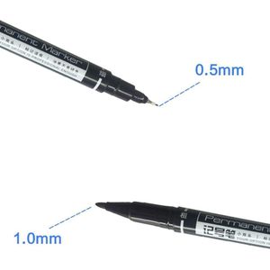 3 Stks/pak Twin Tip Permanente Markers, Fijne Punt, (Inkt, Blauw, Zwart, 0.5Mm-1Mm) Rode X7V9