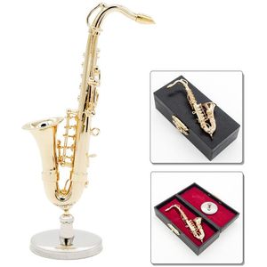 Odoria 1:12 Gouden Saxofoon Met Stand En Case Geen Speelbaar Muziekinstrument Miniaure Poppenhuis