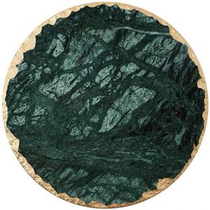 Luxe Antislip Emerald Real Marmer Coaster Mok Plaats Mat Groene Steen Met Gouden Inlay Hittebestendige Trivet Tafel decoratie