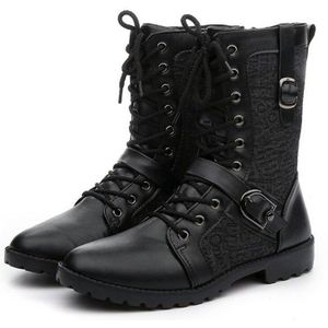 Covoyyar Herfst Winter Mannen Laarzen Patchwork Gesp Britse Ridder Enkellaarsjes High Top Zwarte Man Schoenen MBS670