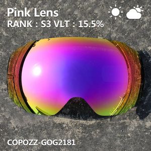 Copozz 2181 Magnetische Vervanging Lens Voor Ski Goggles Anti-Fog UV400 Sferische Ski Bril Snowboard Goggles (Alleen Lens)