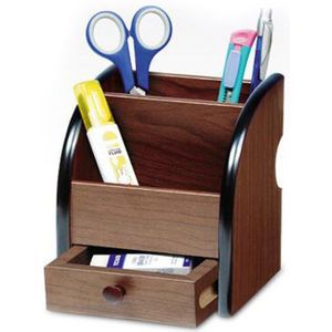 Houten Pennenhouder Briefpapier Houder Pen Potten Bureau Organizer Potlood Stands Bureau Accessoires met Kleine Lade