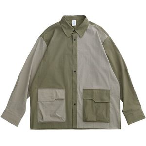 Inflatie Harajuku Shirt Mannen Streetwear Рубашка Kleurblok Hip Hop Shirt Mannen Losse Oversized Mannelijke Casual Shirt 2101W