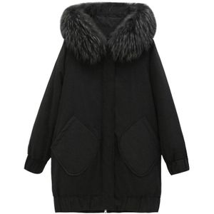 Winter Jas en Jas Vrouwen Bontkraag Lange Jas Hooded Parka Zwart Warm Koreaanse Plus Size Duck Down jas Vrouwelijke