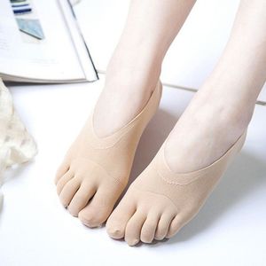 Vrouwen Onzichtbare Low Cut Sokken Kant Anti-Slip Effen Kleur Dames Aparte Teen Enkel Nylon Vijf Vinger Sokken vrouwelijke