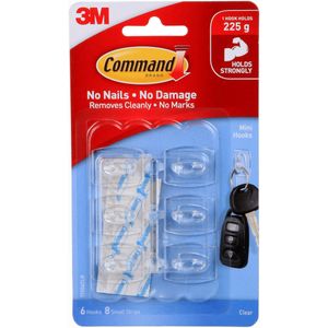 4Packs X 3M Commando Clear Mini Haken Schade-Gratis Opknoping Haak Zelfklevende Plastic Haken Clear Met Commando clear Strips